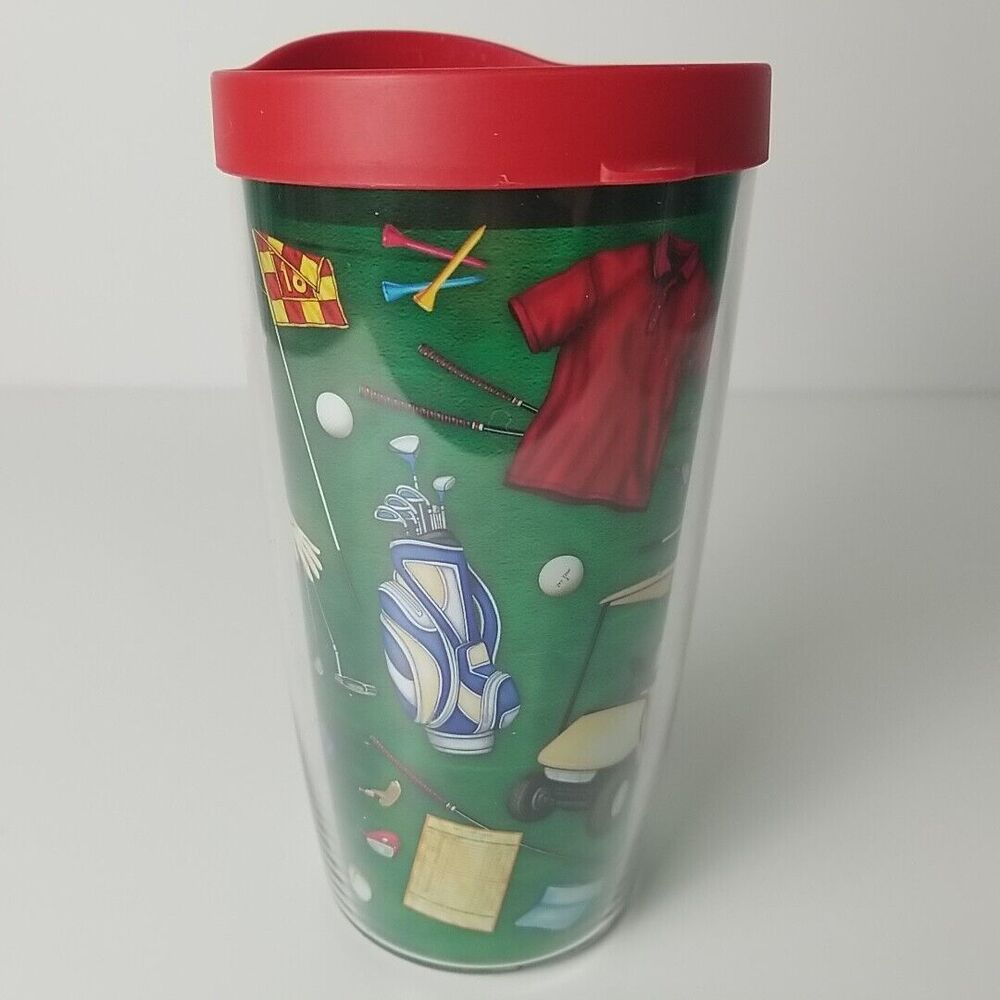 TERVIS Golf Golfing Insulated 16 oz Double Wall Tumbler with Lid USA Tees Clubs